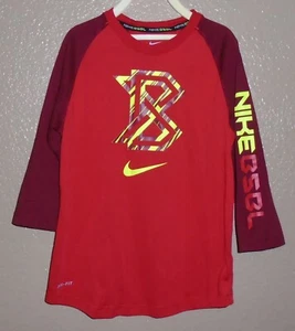 Nike BSBL Raglan Swoosh Graphic Tee Red Baseball Activewear Boy's Small  EUC - Picture 1 of 11