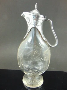 Jugendstil Karaffe Zinn versilbert um 1900 - Bild 1 von 7