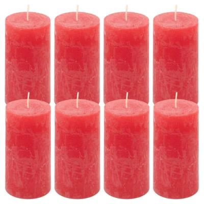 8er Set Rustik-Kerze rot Höhe 10 cm Ø 5 cm lange Brenndauer Rund-Kerze Deko - Bild 1 von 4