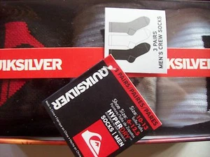 Calcetines Quiksilver Para Hombre Crew 3pr Calcetines Talla 10-13 Talla 6-12.5 Negro Blanco Gris Nuevo en Caja - Imagen 1 de 2