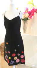 Moschino Rafia Dress Vintage Late 1990s early  2000s Slinky Black with flowers