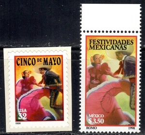#3202 1997 32 centavos Cinco de Mayol MNH más emisión conjunta mexicana - Imagen 1 de 1