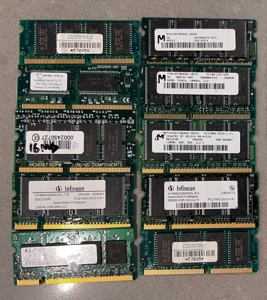 Lot of 10 Infineon Compaq 128MB 256MB Mixed A1 - Image 1 of 1