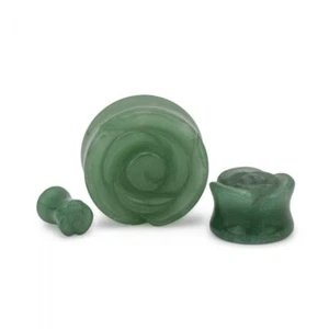 Pair of Green Jade Carved Ear Plug Jewelry 13mm New Body Jewelry - Picture 1 of 3