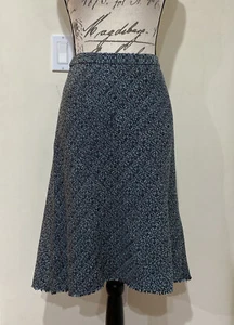 Banana Republic Teal/Black Tweed Skirt Asymmetrical Hem Size 6 - Picture 1 of 9