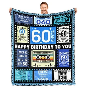 60th Birthday Blanket for Men 60"X50" 60 Year Old Gift Husband Present - Picture 1 of 6