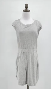 Athleta Womens Gray Jersey Elastic Waist Dress Short Sleeve Sz SP - Picture 1 of 8