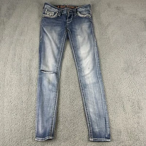 Rock Revival Jeans Womens 26 Blue Aliana Skinny Light Wash Denim Distressed - Picture 1 of 13