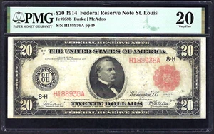 🇺🇸 1914 $20 RED SEAL FR-959b ♚♚ ST. LOUIS ♚♚ PMG VF 20 ONLY 20 KNOWN! SCARCE! - Picture 1 of 2