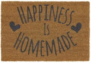 60x40 ALFOMBRA DE PUERTA DE COCO DISEÑO FELICIDAD ANTIDESLIZANTE ENTRADA LÁTEX RASPADOR ECOLÓGICO - Imagen 1 de 4