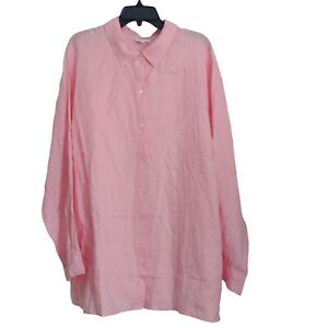 J. Jill Pink 100% Linen Long Sleeve Collar Button Shirt 4X