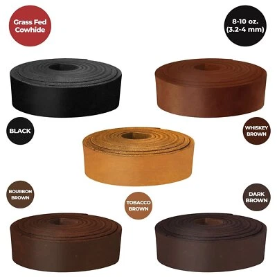 ELW 8-10 oz. (3-4mm) Straps Belts Strips Full Grain Leather Grass Fed Cowhide - Image 1 of 4