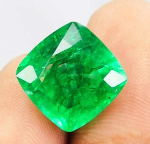 Piedra preciosa suelta corte cojín esmeralda verde colombiana natural 9,85 quilates CERTIFICADA - Imagen 1 de 12