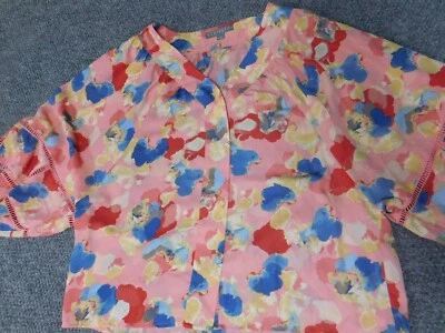Sheragano Womens Blouse Large pink floral  button down - Image 1 of 4