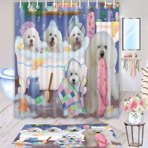 Halloween Bichon Frise Dog Bath Mat & Shower Curtain Combo Bathtub Screens Mat - Picture 1 of 13