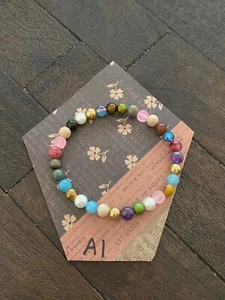 NUEVO BRAZALETE ELÁSTICO CON CUENTAS HECHO A MANO #A1 JOYAS PIEDRAS PRECIOSAS MULTICOLORES - Imagen 1 de 1