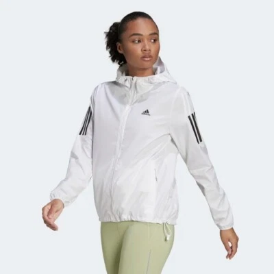 adidas Own The Run Womens Running Jacket Winbreaker Ladies Packable Coat White - Image 1 of 4