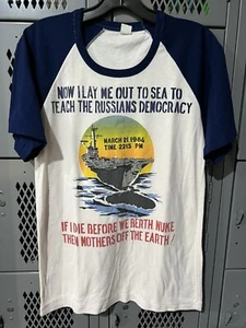 Vintage 1984 Cold War Russia Soviet Union USSR USA Submarine Army T-Shirt Putin - Picture 1 of 4