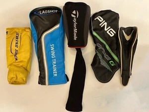Menge 5 Golfschläger Kopfbedeckungen Lagshot Schwung Trainer, Schwungssocke, Ping Taylor Made - Bild 1 von 12