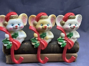 De colección 3 Ratones Ratón Navidad Medias Soportes Perchas Molde Soplado Duro Plástico - Imagen 1 de 4