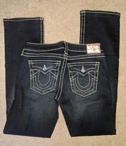 True Religion Disco Billy Big T w/Crystals Women's Jeans Dark 10-572NBTC Size 29 - Picture 1 of 11