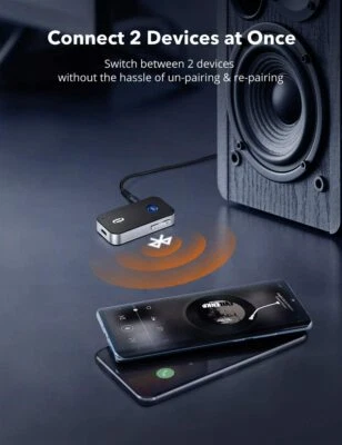USB Wireless Bluetooth 5.0 Transmitter Receiver 2in1 Audio Adapter 3.5mm Aux CaR - Image 1 of 4