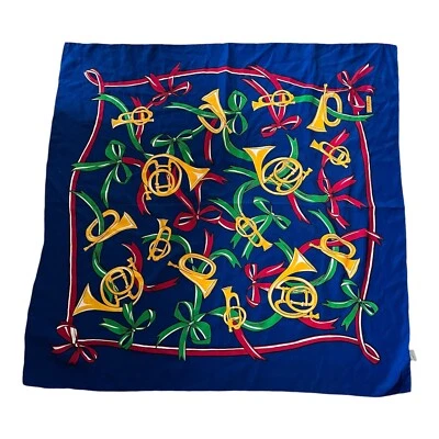 Bufanda Vintage Años 80 Azul Cobalto Audaz Multicolor Instrumentos Musicales Impresión 34" Foto 1 de 4