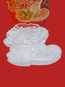 Mikasa Crystal Santa Boot Bon Bon Dish Germany Xmas Story Vintage - Picture 1 of 9