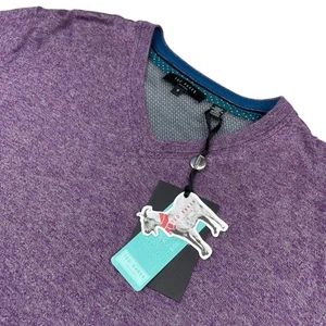 NEW Ted Baker Men’s Wool/Silk/Cashmere V-Neck Sweater Purple • Size 5/XL - Picture 1 of 9