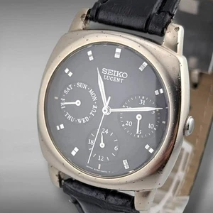 Seiko Lucent Triple Calendar 5Y89-0B10 mit neuer Batterie und Armband - Bild 1 von 10