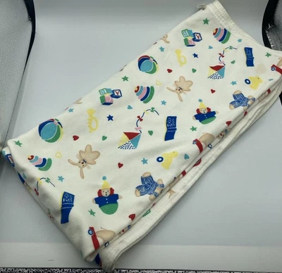 Manta bebé algodón vintage Carters tema payaso juguetes coloridos hecha en EE. UU. leer Foto 1 de 4