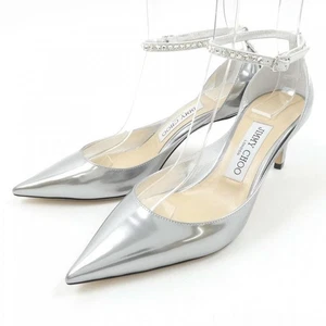 JIMMY CHOO Size 36.5 Women's Patent Leather Pumps in Silver Authentic From Japan - Picture 1 of 6