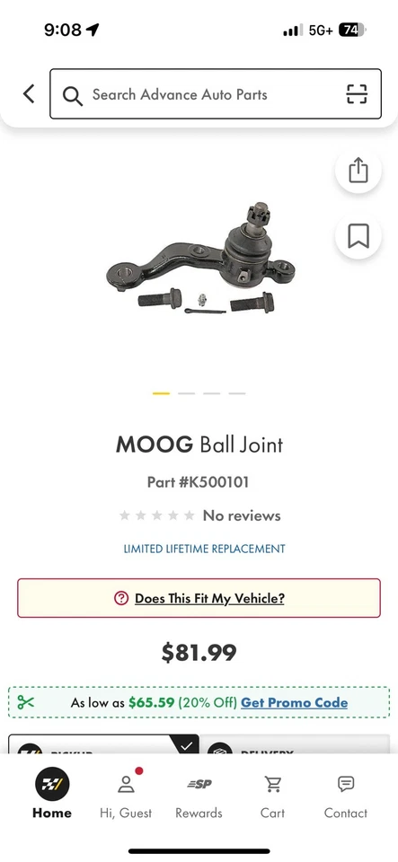 Rótula Moog K500101 para Select 1998-2010 Lexus GS300 GS400 GS430 SC430 Foto 1 de 1