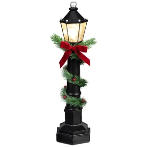 46cm Festive Folklore Light Up Lamp Post With Foliage Xmas Decoration For Home - Picture 1 of 7