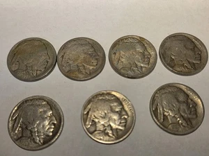 Buffalo Nickels 7 Coin Lot. - Picture 1 of 9