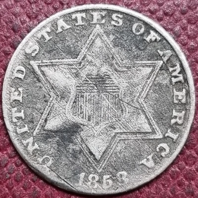 1858 Three Cent Piece 3c Silver Trime Higher Grade XF #96650 - Image 1 of 2