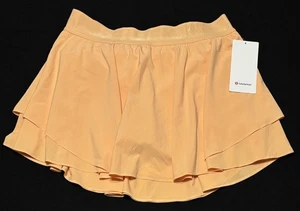 Lululemon Court Rival hoch geschnittener Rock Sommer leuchtend pfirsichfarben Skort Shorts Gr. 12 neu - Bild 1 von 8
