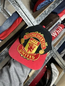 Vintage Manchester United Cap 90s 00s MUFC Snapback schwarz rot gesticktes Logo - Bild 1 von 8