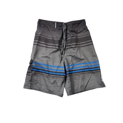 Bañador Ocean Current Boys XL gris azul a rayas con cordón cintura elástica Foto 1 de 4
