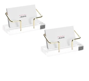 2 Pack Business Card Holder for Desk,Cute Metal Gold with Acrylic Base Deskto... - Picture 1 of 5