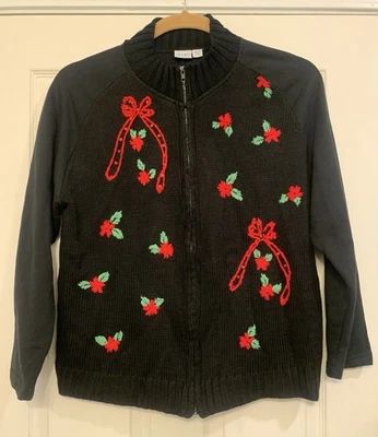 Suéter XLP Vintage Holanda Negro Navidad Vacaciones Cremallera.       2321 Foto 1 de 4
