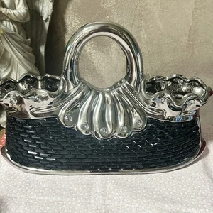 Dolce Mela Decorative Ceramic & Glass Purse Flower Vase 14.5 “ x 4 .5” x 9”h NEW - Picture 1 of 6