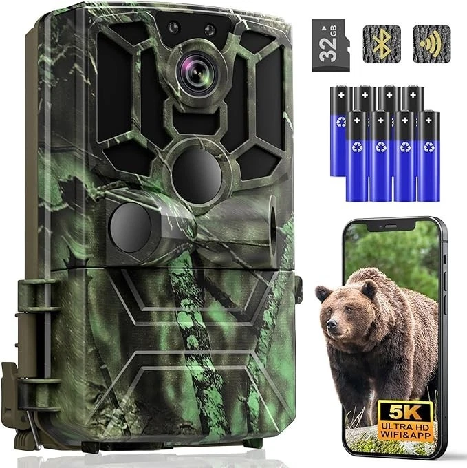 Wildlife Camera with Cell Phone Transmission App 5K Video 60MP Full HD WiFi Bluetooth - Image 1 of 4
