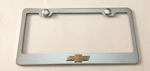 3D Chevrolet Chevy Emblem Stainless Steel License Plate Frame Rust Free W/ Caps - Picture 1 of 3