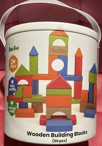 Bimi Boo Wooden Building Blocks 50pcs. Natural Wood, 2+ Years Old. NIB. - Picture 1 of 4