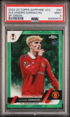2022 Topps Sapphire UCC Alejandro Garnacho Green /70 #50 PSA 9 - Image 1 of 2