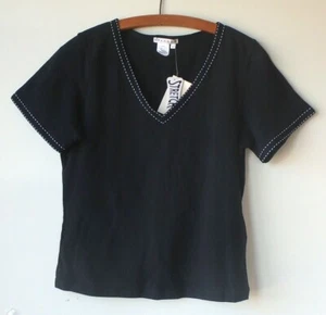 Spanner Womens Stretch Tee M - L NWT $ 46 BLACK with White Stitching - Picture 1 of 9