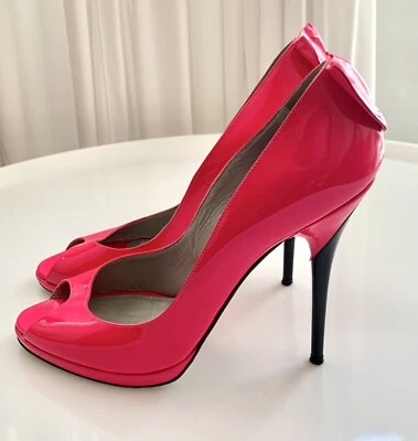 Georgina Goodman HILDA неоновый розовый лакированная кожа насосы с бантом ЕС 39,5 США 9,5 - Изображение 1 из 4