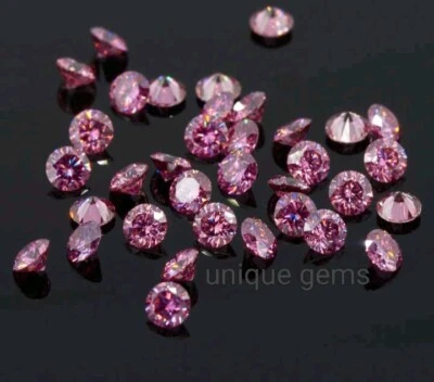 1 Ct  Fancy Pink VVS1 Diamond 1.50mm Round Cut loose Gemstone 60 pcs - Image 1 of 4