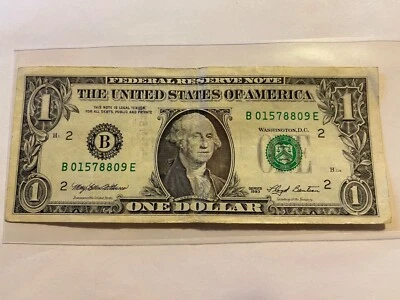 1993 1 dollar bill partially low serial number good condition  - Image 1 of 3